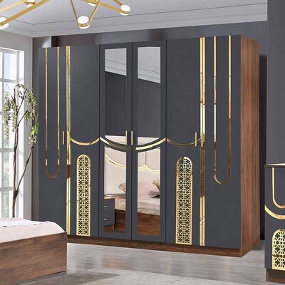 2026 Style Turquie Luxe chambre à coucher ensemble King Taille Lit Suite Maître Chambre cadre en bois pas cher en gros Ensemble de meubles de chambre moderne