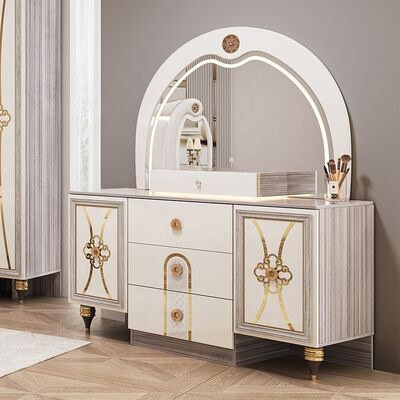 Ensemble de meubles de chambre à coucher moderne de grande taille luxueux éclairé Tête de lit double Ensemble de lit en bois cadre complet maison turque master ensemble de chambre à coucher