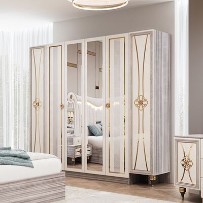 Ensemble de meubles de chambre à coucher moderne de grande taille luxueux éclairé Tête de lit double Ensemble de lit en bois cadre complet maison turque master ensemble de chambre à coucher