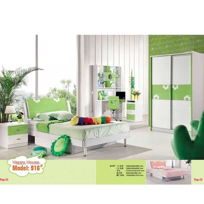 Ensemble vert blanc Cabrini de meubles de chambres à coucher d'enfants d'unité centrale d'OEM