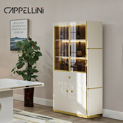Armoire à vin moderne en verre blanc Bar Salle de séjour Meubles rangement Rack Luxe Armoire à vin en bois Pour la maison