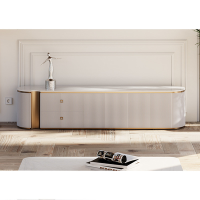 Chambre de séjour de design simple Téléviseur en bois blanc rangement de meubles à domicile rangement moderne armoire de télévision en bois moderne en marbre ardoise