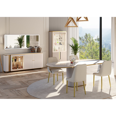 Design moderne Blanc grande table à manger en bois et une chaise 4 places meubles de maison table à manger en ardoise de marbre pour 6