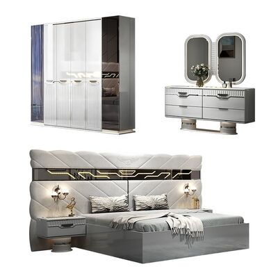 Nouveau design complet ensemble de chambre moderne 5 pièces double double cadre en bois complet moderne de luxe king taille ensemble de meubles de chambre