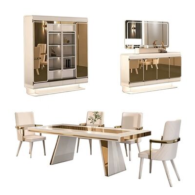 Ensemble de meubles de salle à manger de luxe royal complet pour la maison, restaurant, table à manger rectangulaire en bois moderne, ensemble de 6 personnes avec chaises