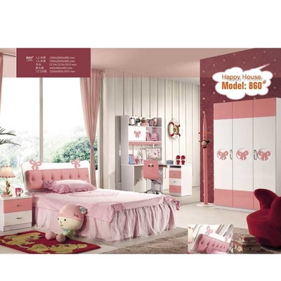 ODM d'OEM rose de meubles de chambre à coucher d'enfants en bois solide de villa